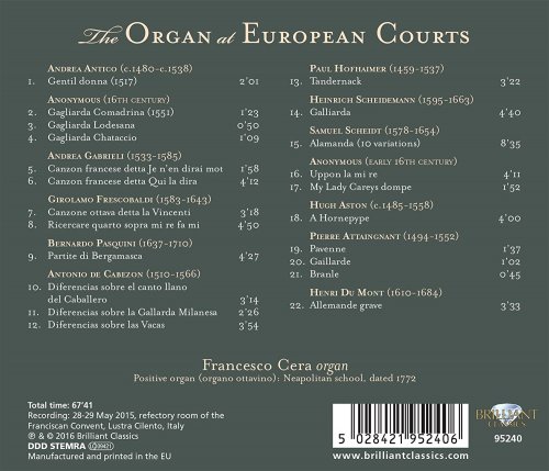 Francesco Cera - The Organ at European Courts (2016) [Hi-Res]