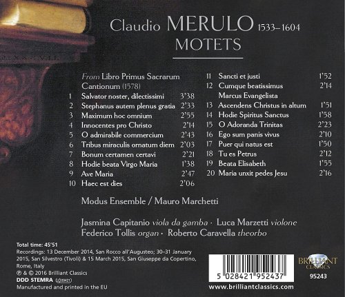 Modus Ensemble, Mauro Marchetti - Merulo: Motets (2016) [Hi-Res]