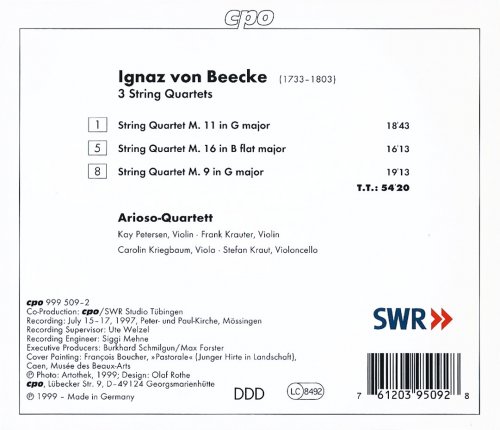 Arioso-Quartett - Ignaz von Beecke: 3 String Quartets (1999)