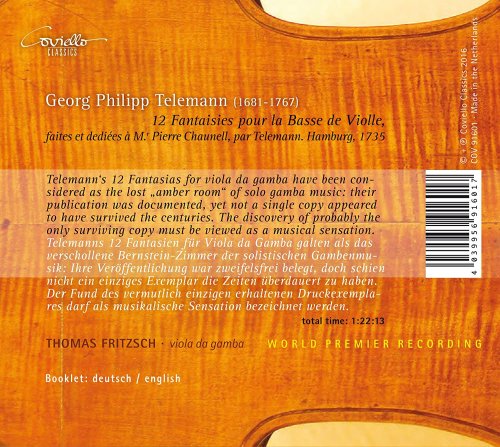 Thomas Fritzsch - Telemann: 12 Fantaisies pour basse de viole (2016) [Hi-Res]