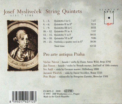 Pro arte antiqua Praha - Mysliveček: String Quintets (1997)