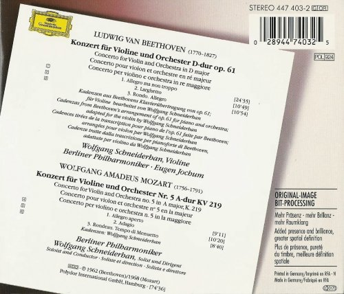 Wolfgang Schneiderhan - Beethoven, Mozart: Violin Concertos (1996)