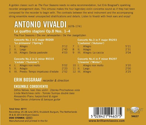 Erik Bosgraaf, Ensemble Cordevento - Vivaldi: The Four Seasons (2013) [Hi-Res]