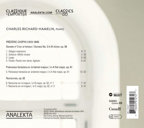 Charles Richard-Hamelin - Chopin: Sonata No. 3 - Polonaise-Fantaisie - Nocturnes (2015) [Hi-Res]