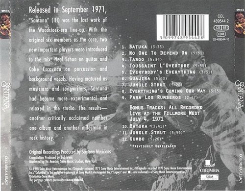 Santana - Santana III (Reissue, Remastered, Bonus Tracks edition) (1971/1998)