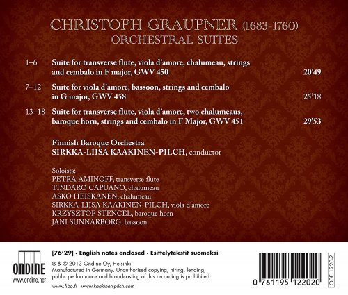 Finnish Baroque Orchestra, Sirkka-Liisa Kaakinen-Pilch - Graupner: Orchestral Suites (2013) [Hi-Res]