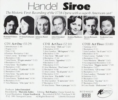 Rudolph Palmer & Brewer Baroque Orchestra - Handel: Siroe, Re di Persia (1991)
