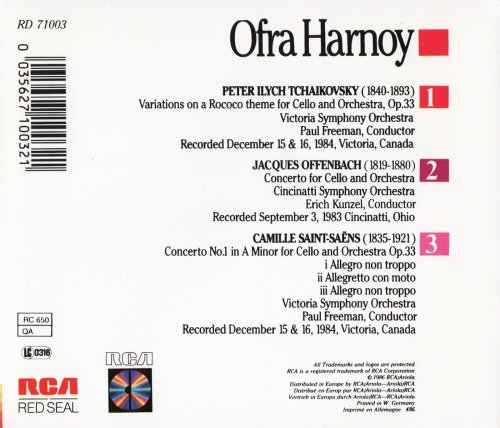 Ofra Harnoy - Tchaikovsky, Offenbach, Saint-Saens (1986)
