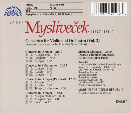 Shizuka Ishikawa, Libor Pešek - Mysliveček: Violin Concertos, Vol. 2 (1996)