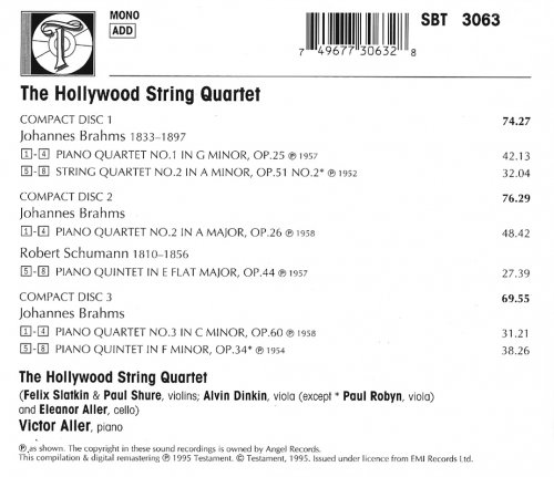 The Hollywood String Quartet - Brahms, Schumann: Piano Quartets (1995)