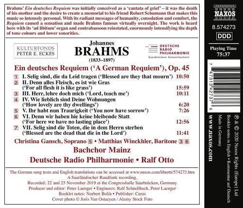 Ralf Otto, Deutsche Radio Philharmonie Saarbrücken Kaiserslautern, Bachchor Mainz - Brahms: Ein deutsches Requiem, Op. 45 (2020) [Hi-Res]