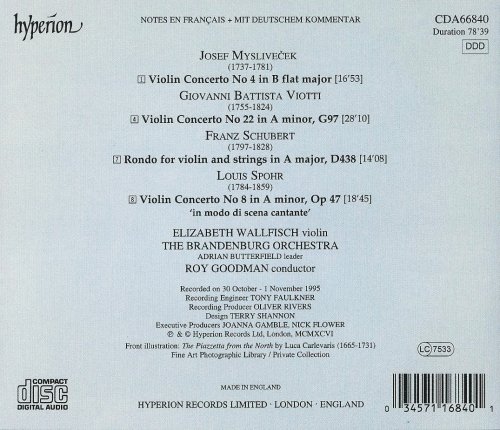 Elizabeth Wallfisch - Myslivecek, Viotti, Schubert, Spohr: Works for Violin and Orchestra (1996)