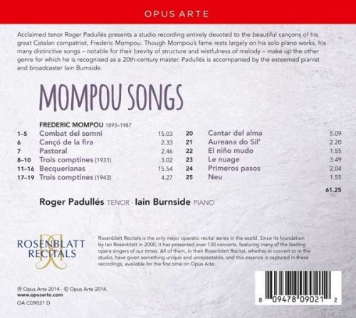 Roger Padullés & Iain Burnside - Mompou Songs (2014) [Hi-Res]