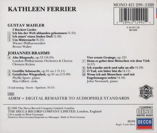 Kathleen Ferrier - Brahms, Mahler (1988)