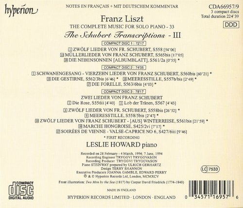 Leslie Howard - Liszt: The Schubert Transcriptions, Vol. 3 (1995)