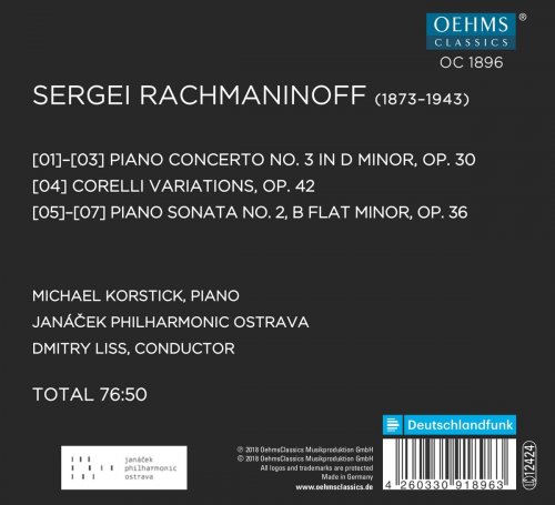 Michael Korstick - Rachmaninoff: Piano Concerto No. 3, Corelli Variations & Piano Sonata No. 2 (2018) [Hi-Res]
