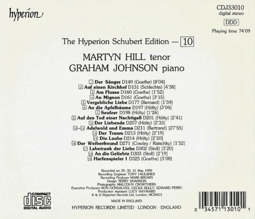 Martyn Hill, Graham Johnson - Schubert: Complete Songs, Vol. 10 (1990)