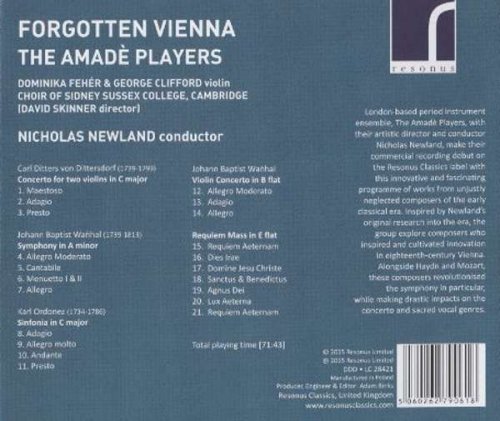 George Clifford, Dominika Fehér, The Amadè Players, The Choir of Sidney Sussex College, Cambridge, Nicholas Newland - Forgotten Vienna (2015) [Hi-Res]