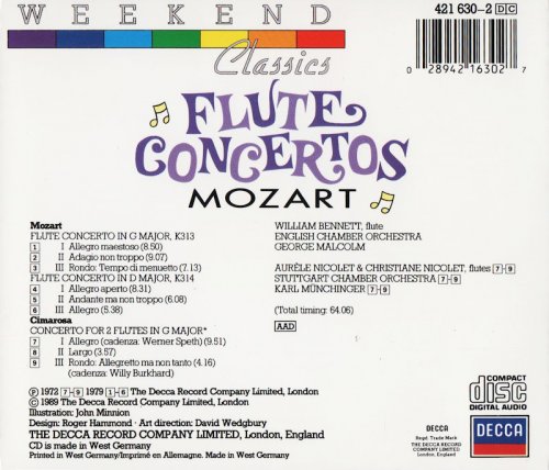 William Bennett, Aurèle Nicolet, Christiane Nicolet - Mozart, Cimarosa: Flute Concertos (1989)