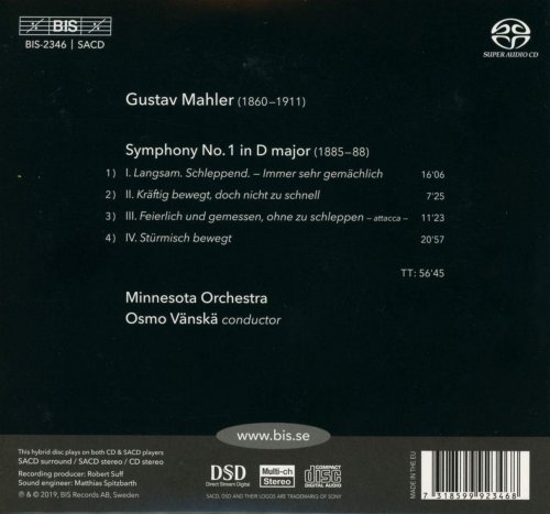 Minnesota Orchestra, Osmo Vänskä - Mahler: Symphony No. 1 in D Major "Titan" (2019) CD-Rip