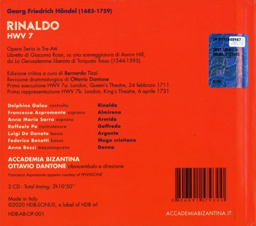 Delphine Galou, Raffaele Pe, Accademia Bizantina, Ottavio Dantone - Handel: Rinaldo (2020)