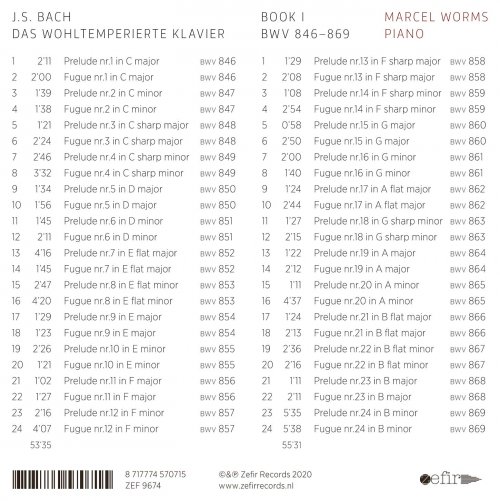 Marcel Worms - J.S. Bach: Das wohltemperierte Klavier, Book 1 (2020) [Hi-Res]