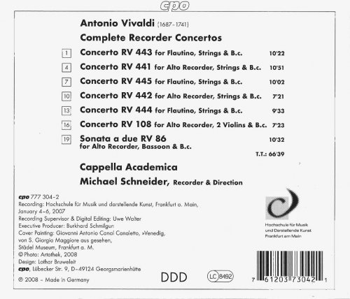 Michael Schneider - Vivaldi: Complete Recorder Concertos (2008)