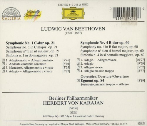 Berliner Philharmoniker, Herbert von Karajan - Beethoven: Symphonies 1 & 4 (1977)