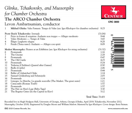 Arco Chamber Orchestra, Levon Ambartsumian - Glinka, Tchaikovsky & Mussorgsky: Works for Chamber Orchestra (Live) (2020)