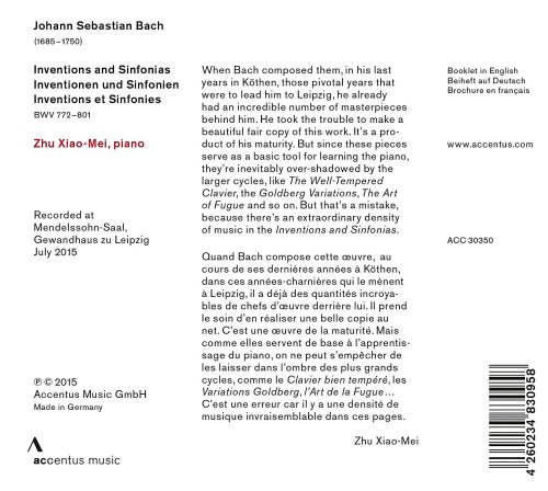 Zhu Xiao-Mei - J.S. Bach: Inventions and Sinfonias, BWV 772-801 (2015) [Hi-Res]