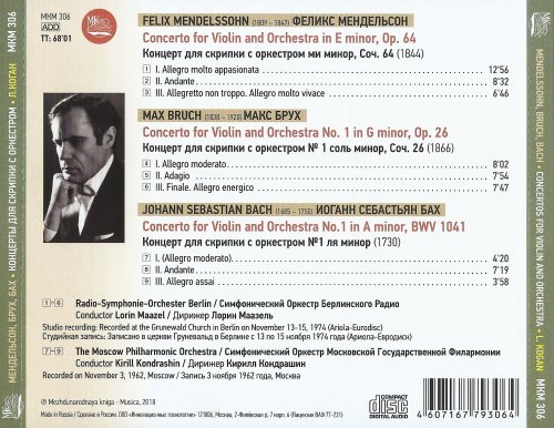 Leonid Kogan - Mendelssohn, Bruch & Bach : Violin Concertos (2018)