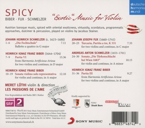 Les Passions de l'Ame, Meret Lüthi - Spicy - Exotic Music for Violin by Biber, Schmelzer & Fux (2013) [Hi-Res]