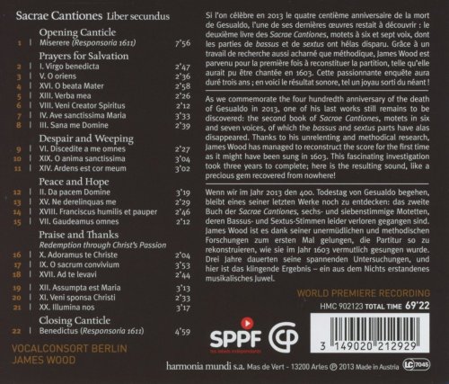 Vocalconsort Berlin, James Wood - Gesualdo: Sacrae Cantiones Liber secundus (2013) [Hi-Res]