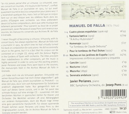 Javier Perianes, BBC Symphony Orchestra, Josep Pons - Manuel de Falla: Noches en los jardines de España (2011) [Hi-Res]