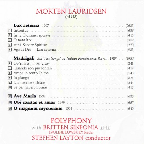 Stephen Layton - Morten Lauridsen: Lux aeterna & other choral works (2005) [SACD]