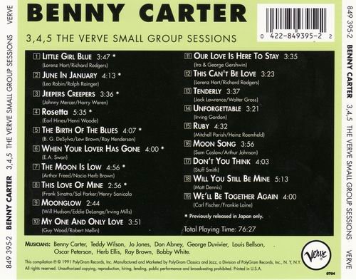 Benny Carter - 3, 4, 5 The Verve Small Group Sessions (1991) 320 kbps+CD Rip