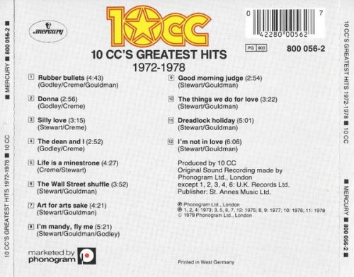 10cc - Greatest Hits 1972-1978 (1979) LP ISRABOX HI-RES