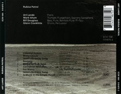 Art Lande - Rubisa Patrol (1976) 320 kbps+CD Rip