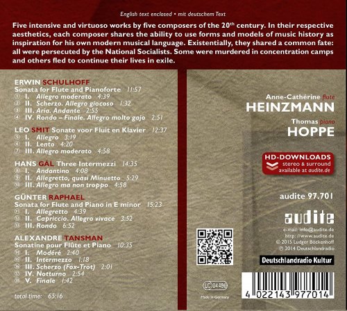 Anne-Cathérine Heinzmann & Thomas Hoppe - Werke für Flöte und Klavier von Schulhoff, Smit, Gál, Raphael & Tansman (2015) [Hi-Res]