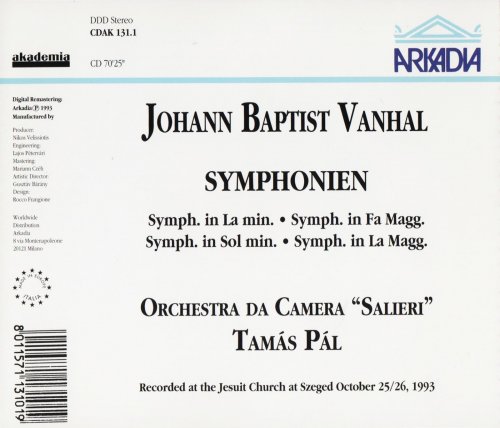 Orchestra da Camera "Salieri", Tamás Pál - Vanhal: Symphonies (1993)