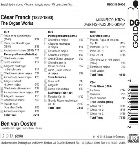 Ben van Oosten - Cesar Franck: The Organ Works (2018)