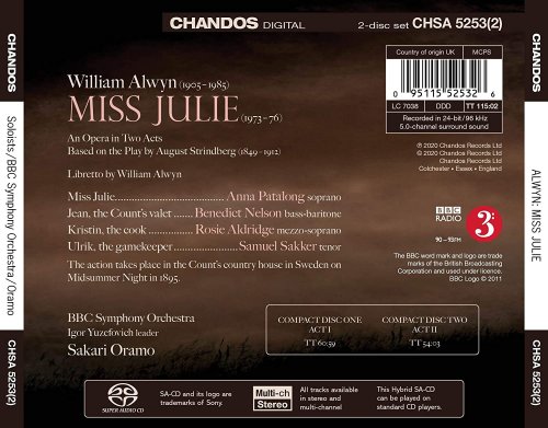 Anna Patalong, Rosie Aldridge, Samuel Sakker, Benedict Nelson, The BBC Symphony Orchestra, Sakari Oramo - Alwyn: Miss Julie (2020) CD-Rip