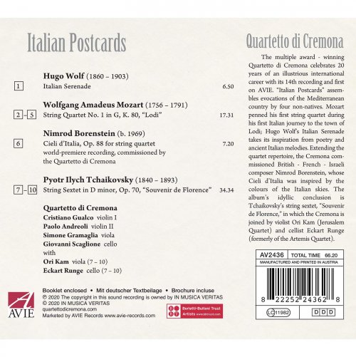 Quartetto di Cremona - Italian Postcards: Wolf – Mozart – Borenstein – Tchaikovsky (2020)