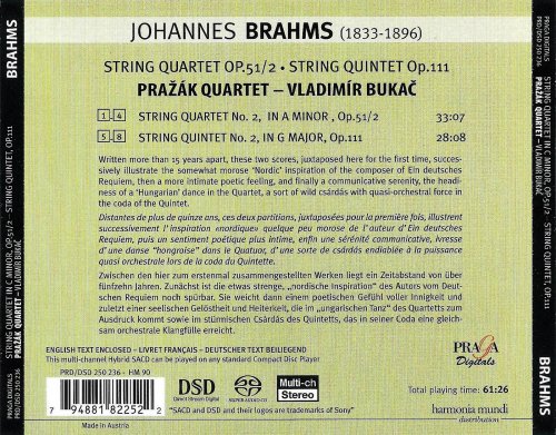 Pražák Quartet, Vladimír Bukač - Brahms: String Quartet No. 2; String Quintet No. 2 (2007)