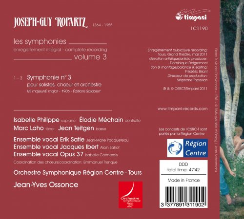 Isabelle Philippe, Elodie Mechain, Marc Laho, Jean Teitgen, Orchestre Symphonique Region Centre-Tours, Jean-Yves Ossonce - Ropartz: Symphony No. 3 (2012) [Hi-Res]