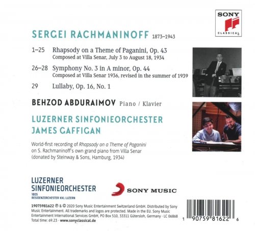 Behzod Abduraimov - Rachmaninoff in Lucerne - Rhapsody on a Theme of Paganini, Symphony No. 3 (2020) [Hi-Res]