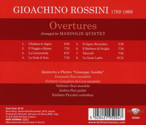 Quintetto a Plettro "Giuseppe Anedda" - Rossini: Overtures arranged for Mandolin Quintet (2020) [Hi-Res]