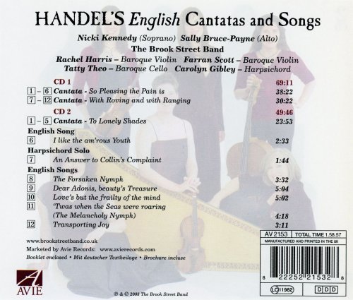 Nicki Kennedy, Sally Bruce-Payne, Brook Street Band - Handel’s English Cantatas (2008)