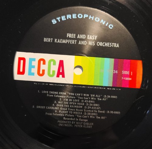 Bert Kaempfert & His Orchestra ‎- Free And Easy (1970) LP