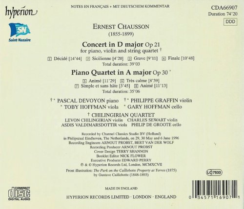 Pascal Devoyon, Philippe Graffin, Toby Hoffman, Gary Hoffman, Chilingirian Quartet - Chausson: Concerto, Piano Quartet (1997)